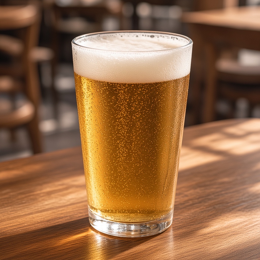 Pint glass of beer